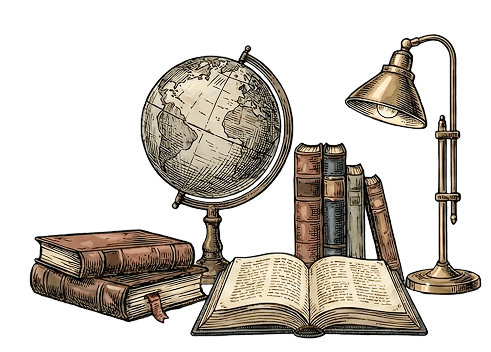 Books and Globe Illustration